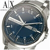 Armani Exchange Hampton Chronograph Blue Dial Silver Steel Strap Watch For Men - AX2132