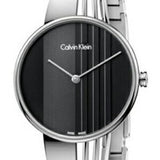 Calvin Klein Drift Black Dial Silver Steel Strap Watch for Women - K6S2N111