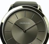 Calvin Klein Minimal Black Dial Black Leather Strap Watch for Men - K3M211C4