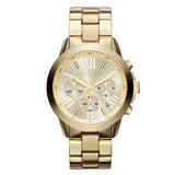 Michael Kors Bradshaw Chronograph Gold Dial Gold Steel Strap Watch For Women - MK5777