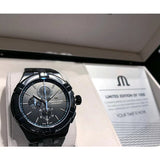 Maurice Lacroix Aikon Chronograph Limited Edition Black Dial Black Leather Strap Watch for Men - AI1018-PVB01-337-1