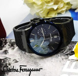 Salvatore Ferragamo Sapphire Chrono Black Dial Black Rubber Strap Watch for Men - SFME00621