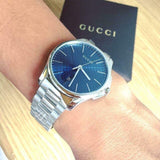 Gucci G Timeless Blue Dial Silver Steel Strap Watch For Men - YA126316