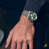 Breitling Chronomat B01 42 Six Nations Ireland Green Dial Silver Steel Strap Watch for Men - AB0134A91L1A1