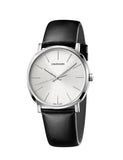 Calvin Klein Posh Silver Dial Black Leather Strap Watch for Men - K8Q311C6