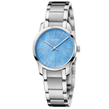 Calvin Klein City Mother of Pearl Blue Dial Silver Steel Strap Watch for Women - K2G2314X