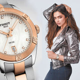 Tissot PR 100 Sport Chic Diamonds Mother of Pearl Dial Two Tone Steel Strap Watch for Women - T101.910.22.116.00