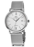 IWC Portofino Automatic White Dial Silver Mesh Bracelet Watch for Men - IW356505