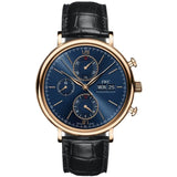 IWC Portofino Chronograph Blue Dial Black Leather Strap Watch for Men