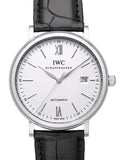 IWC Portofino Automatic White Dial Black Leather Strap Watch for Men - IW356501