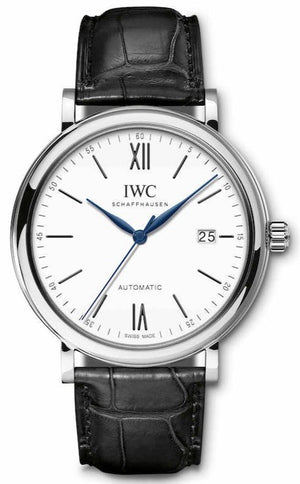 IWC Portofino Automatic '150 Years' Edition Automatic White Dial Black Leather Strap Watch for Men - IW356519