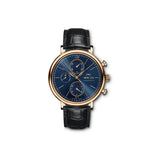 IWC Portofino Chronograph Blue Dial Black Leather Strap Watch for Men - IW391035