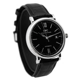 IWC Portofino Automatic Black Dial Black Leather Strap Watch for Men - IW356502