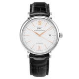 IWC Portofino Automatic White Dial Black Leather Strap Watch for Men - IW356517