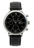 IWC Portofino Chronograph Black Dial Black Leather Strap Watch for Men - IW391008