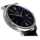 IWC Portofino Automatic Black Dial Black Leather Strap Watch for Men - IW356502