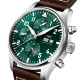 IWC Pilot's Watch Chronograph Edition Racing Green 43mm Green Dial Brown Leather Strap Watch for Men - IW377726