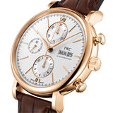 IWC Portofino Chronograph 42mm White Dial Brown Leather Strap Watch for Men - IW391025