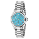 Gucci G Timeless Quartz Turquoise Dial Silver Steel Strap Unisex Watch - YA1265044