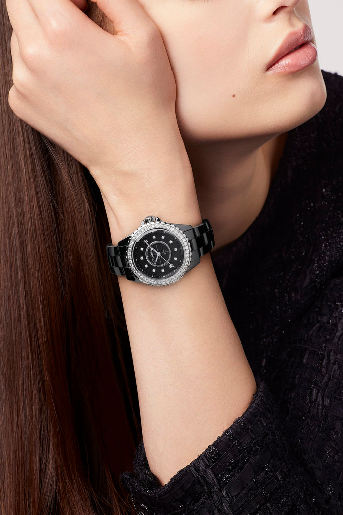 Chanel j12 black on sale watch with diamonds