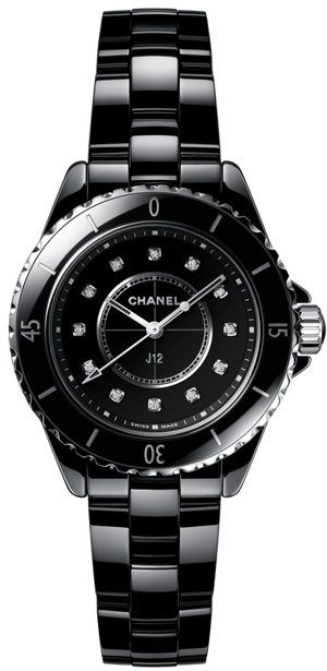 Chanel J12 Quartz Diamonds Black Dial Black Steel Strap Watch for Women - J12 H5701