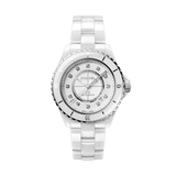 Chanel J12 Diamonds Mother of Pearl White Dial White Steel Strap Watch for Women - J12 H5704