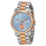 Michael Kors Runway Chronograph Blue Dial Two Tone Steel Strap Watch For Women - MK6166