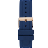 Guess Moonlight Diamonds White Dial Blue Rubber Strap Watch for Women - GW0257L3