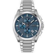 Hugo Boss Grandmaster Chronograph Blue Dial Silver Steel Strap Watch for Men - 1513884