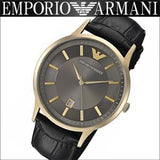 Emporio Armani Renato Quartz Grey Dial Black Leather Strap Watch For Men - AR11049