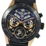 Tag Heuer Carrera Chronograph Tourbillion Titianium & Gold Black Dial Black Leather Strap Watch for Men - CAR5A5U.FC6377