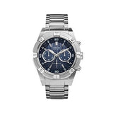 Guess Jolt Chronograph Blue Dial Silver Steel Strap Watch for Men - W0377G2