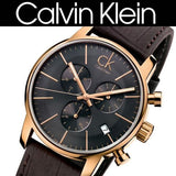 Calvin Klein City Chronograph Grey Dial Brown Leather Strap Watch for Men - K2G276G3