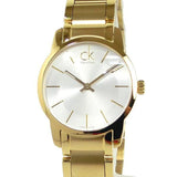 Calvin Klein City White Dial Gold Steel Strap Watch for Women - K2G23546