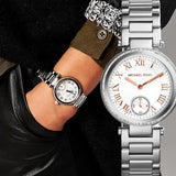 Michael Kors Skylar Quartz White Dial Silver Steel Strap Watch For Women - MK5970