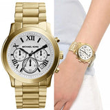 Michael Kors Cooper Chronograph White Dial Gold Steel Strap Watch For Women - MK5916
