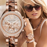 Michael Kors Wren Rose Gold Diamonds Dial Two Tone Steel Strap Watch for Women - MK6159