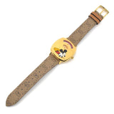 Gucci Grip Disney Mickey Mouse Gold Dial Brown Leather Strap Watch For Women - YA157420