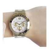 Michael Kors Wyatt Chronograph White Dial Gold Steel Strap Watch For Women - MK5933