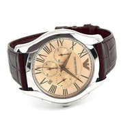 Emporio Armani Valente Chronograph Brown Dial Brown Leather Strap Watch For Men - AR1785