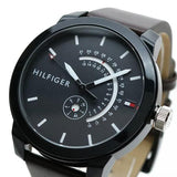 Tommy Hilfiger Denim Black Dial Brown Leather Strap Watch for Men - 1791478