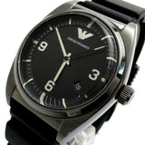 Emporio Armani Franco Black Dial Black Leather Strap Watch For Men - AR0368