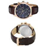 Tommy Hilfiger Kane Chronograph Quartz Blue Dial Brown Leather Strap Watch for Men - 1791399