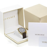 Versace V-Ray Chronograph Quartz Black Dial Brown Leather Strap Watch For Men - VEDB00318