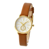 Michael Kors Portia Quartz White Dial Brown Leather Strap Watch For Women - MK2734