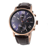 Tommy Hilfiger Alden Quartz Blue Dial Brown Leather Strap Watch for Men - 1791308