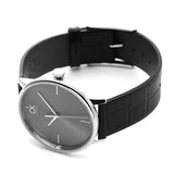 Calvin Klein Accent Black Dial Black Leather Strap Watch for Men - K2Y2X1C3