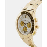 Michael Kors Wyatt Chronograph White Dial Gold Steel Strap Watch For Women - MK5933