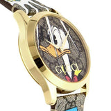 Gucci G Timeless Disney Donald Duck Brown Dial Brown Leather Strap Watch For Women - YA1264167