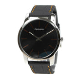 Calvin Klein City Black Dial Black Leather Strap Watch for Men - K2G211C1